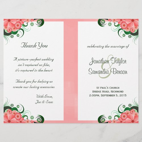 Floral Pink Hibiscus Wedding Program Templates