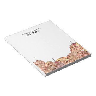 Floral Pink Hydrangea Border Personalized Notepad