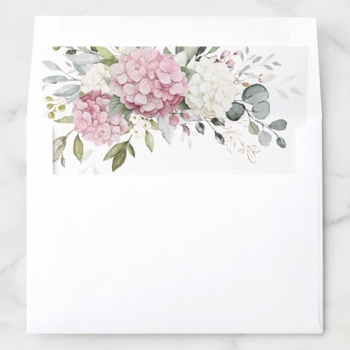 Floral Pink Hydrangea Greenery Envelope Liner