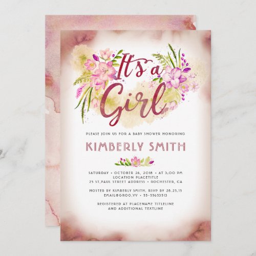 Floral Pink _ Its A Girl Baby Shower Invitation