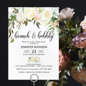 Floral Pink Ivory Brunch & Bubbly Bridal Shower Invitation