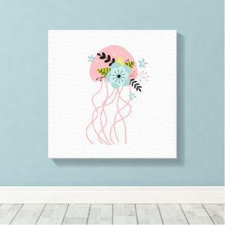 Floral Pink Jellyfish Canvas Art