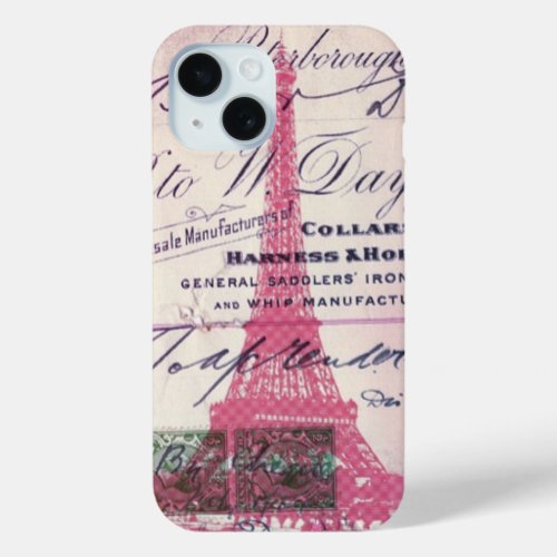 floral pink lace french paris girly eiffel tower iPhone 15 case