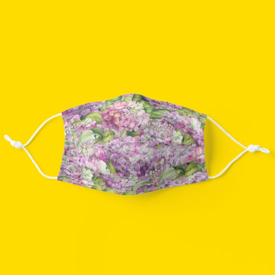 Floral Pink Lavender Hydrangea Pattern Cloth Face Mask