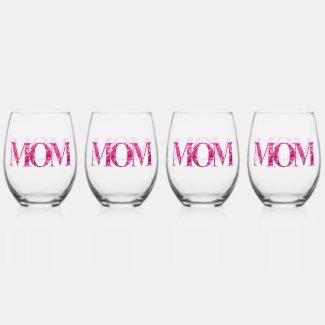 Floral Pink Lettering MOM Elegant Spring Hydrangea