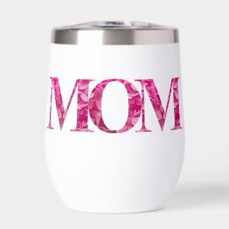 Floral Pink Lettering MOM Elegant Spring Hydrangea