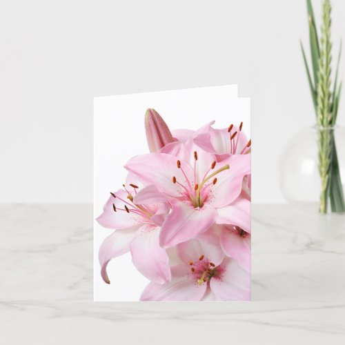 Floral Pink Lily Flower Blank Notecard
