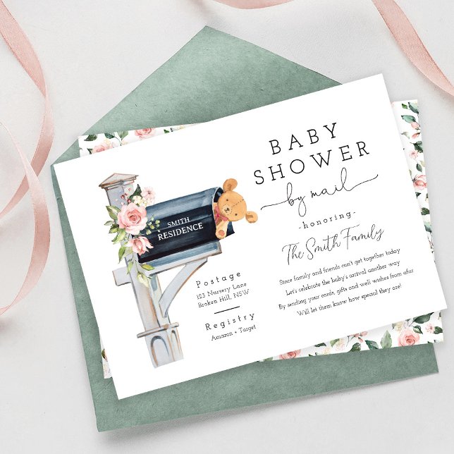Floral Pink Long Distance Baby Shower by Mail Invitation (Creator Uploaded)