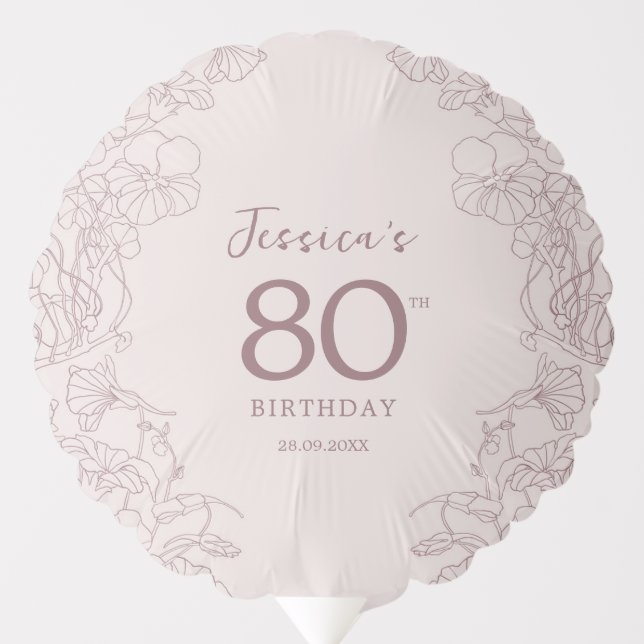 Floral Pink Mauve Birthday Balloon (Front)