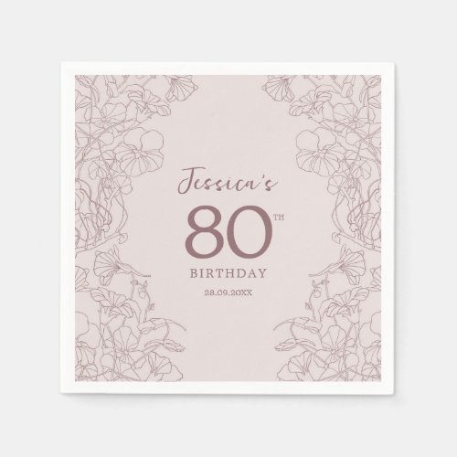 Floral Pink Mauve Birthday Napkins