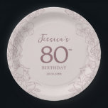 Floral Pink Mauve Birthday Paper Plates<br><div class="desc">Floral pink mauve birthday party paper plates. Featuring modern botanical accents and typography script font. Simple floral design perfect for a stylish bday celebration. Can be customized for any age.</div>