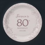 Floral Pink Mauve Birthday Paper Plates<br><div class="desc">Floral pink mauve birthday party paper plates. Featuring modern botanical accents and typography script font. Simple floral design perfect for a stylish bday celebration. Can be customized for any age.</div>