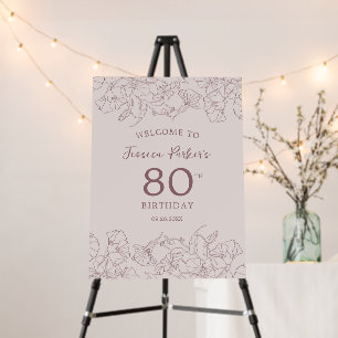Floral Pink Mauve Birthday Welcome Foam Board