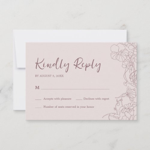 Floral Pink Mauve RSVP Card