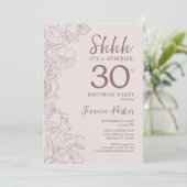 Floral Pink Mauve Surprise 30th Birthday Invitation (Standing Front)