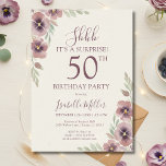 Floral Pink Mauve Surprise 50th Birthday Invitation<br><div class="desc">Floral Pink Mauve Surprise 80th Birthday Invitation</div>