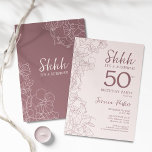 Floral Pink Mauve Surprise 50th Birthday Invitation<br><div class="desc">Floral pink mauve surprise 50th birthday party. Minimalist feminine design features botanical accents and typography script font. Floral invite card perfect for a stylish female surprise bday celebration.</div>
