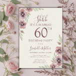 Floral Pink Mauve Surprise 60th Birthday Invitation<br><div class="desc">Looking for a charming way to celebrate a milestone? Our Floral Pink Mauve Surprise 60th Birthday Invitation adds a personalized touch to your special event. Featuring elegant script calligraphy and delicate floral accents, this custom invitation is perfect for her milestone celebration. Whether it's a surprise party or an elegant gathering,...</div>