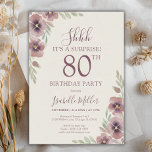 Floral Pink Mauve Surprise 80th Birthday Invitation<br><div class="desc">Floral Pink Mauve Surprise 80th Birthday Invitation</div>