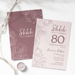 Floral Pink Mauve Surprise 80th Birthday Invitation<br><div class="desc">Floral pink mauve surprise 80th birthday party. Minimalist feminine design features botanical accents and typography script font. Floral invite card perfect for a stylish female surprise bday celebration.</div>