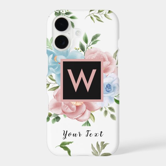 Floral Pink Modern Rose Monogram and Name Samsung Galaxy Case (Back)