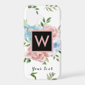 Floral Pink Modern Rose Monogram and Name Samsung Galaxy Case (Back)