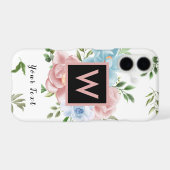 Floral Pink Modern Rose Monogram and Name Samsung Galaxy Case (Back Horizontal)