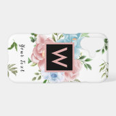 Floral Pink Modern Rose Monogram and Name Samsung Galaxy Case (Back Horizontal)
