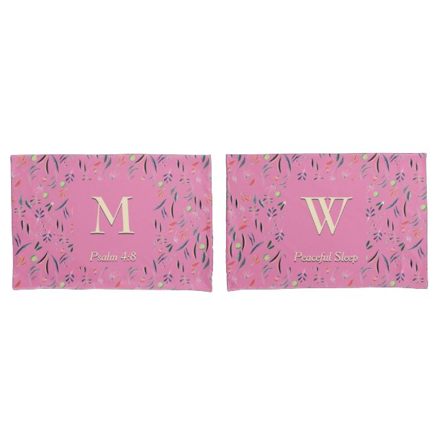 FLORAL Pink | MONOGRAM | Scripture Pillow Case (Front-Set)