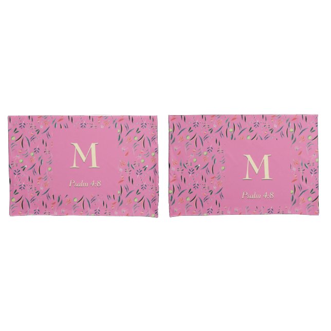FLORAL Pink | MONOGRAM | Scripture Pillow Case (Front-Set)