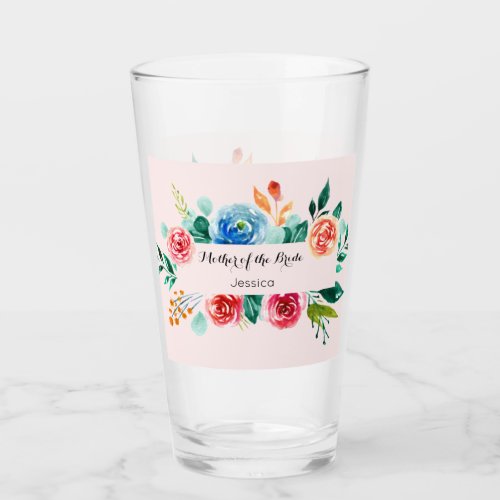 Floral Pink Mother of The Bride Wedding Glass Cup