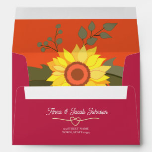 Floral Pink Orange Wedding Envelope