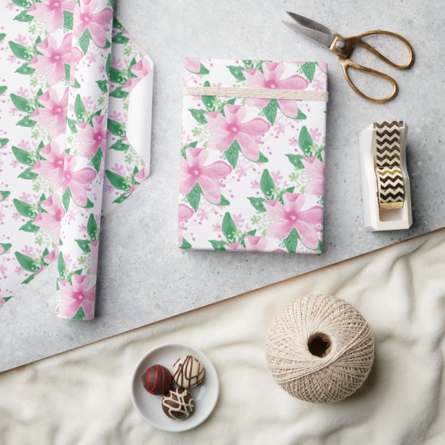 Floral Pink Orchid Pattern Wrapping Paper (Crafts)
