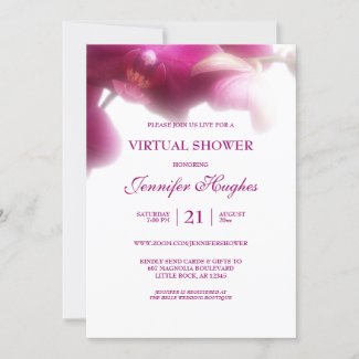 Floral Pink Orchid Virtual Shower Invitation