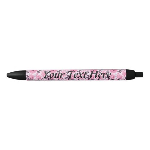 Floral Pink Palette Pattern Black Ink Pen