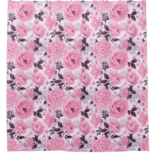 Floral Pink Palette Pattern Shower Curtain