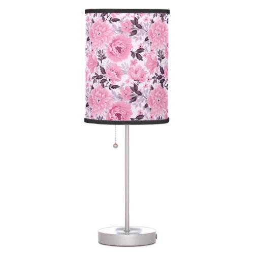 Floral Pink Palette Pattern Table Lamp