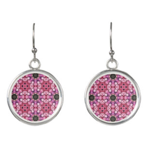 Floral pink pattern earrings