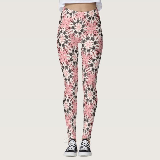 Floral pink pattern leggings (Front)