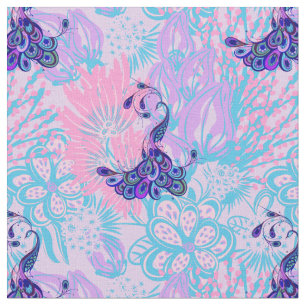 floral pink peacock fabric