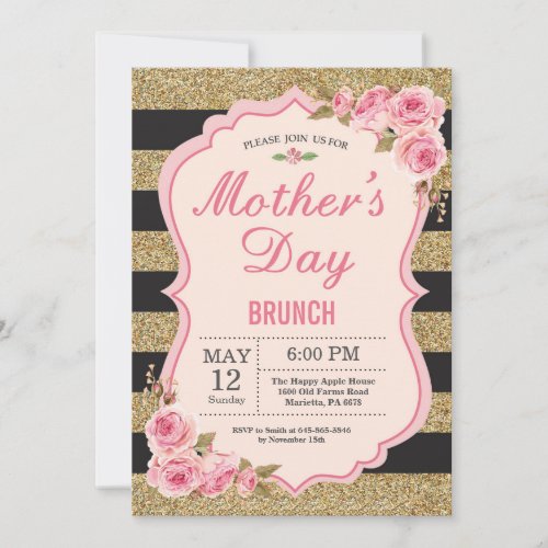 Floral Pink Peonies Mothers Day Brunch Invitation