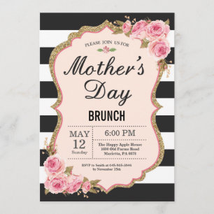 Floral Pink Peonies Mothers Day Brunch Invitation