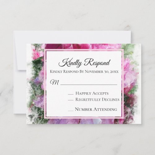 *~* Floral Pink PEONY AR1 Wedding RSVP