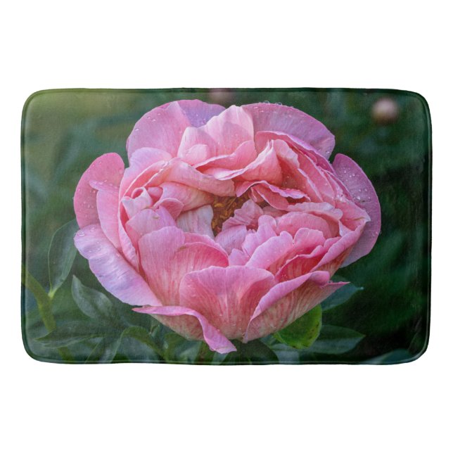 Floral Pink Peony Photography Bath Mat (Front)