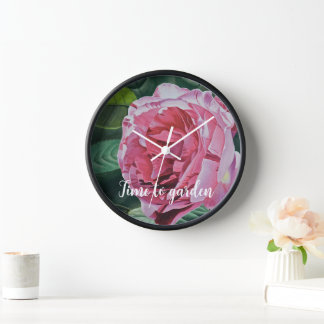 Floral Pink Peony wall clock