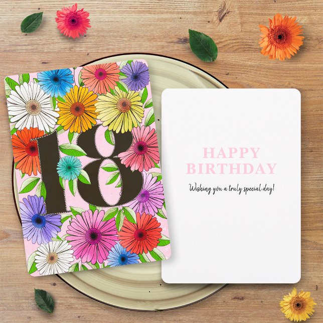 Floral Pink Personalized 18th Birthday Card (Creator Uploaded)