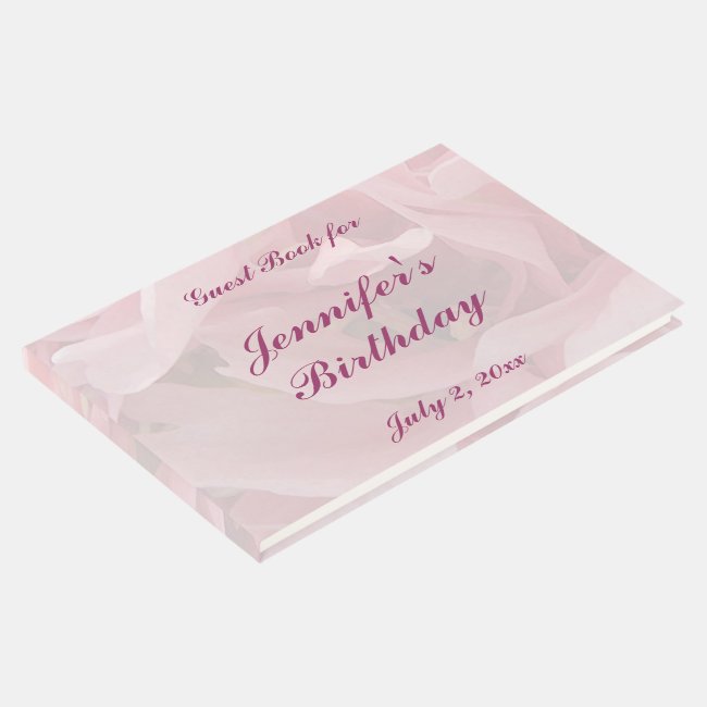 Floral Pink Poppy Flower Birthday Party Guest Book