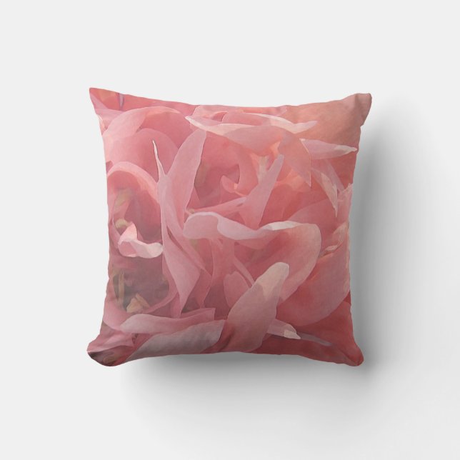 Floral Pink Poppy Flower Throw Pillow (Front)