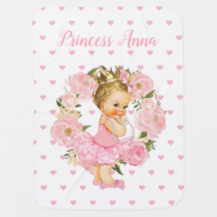 Floral Pink Princess Baby Girl Blanket