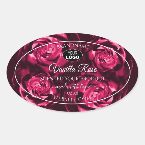 Floral Pink Product Labels Rose Flowers with Logo